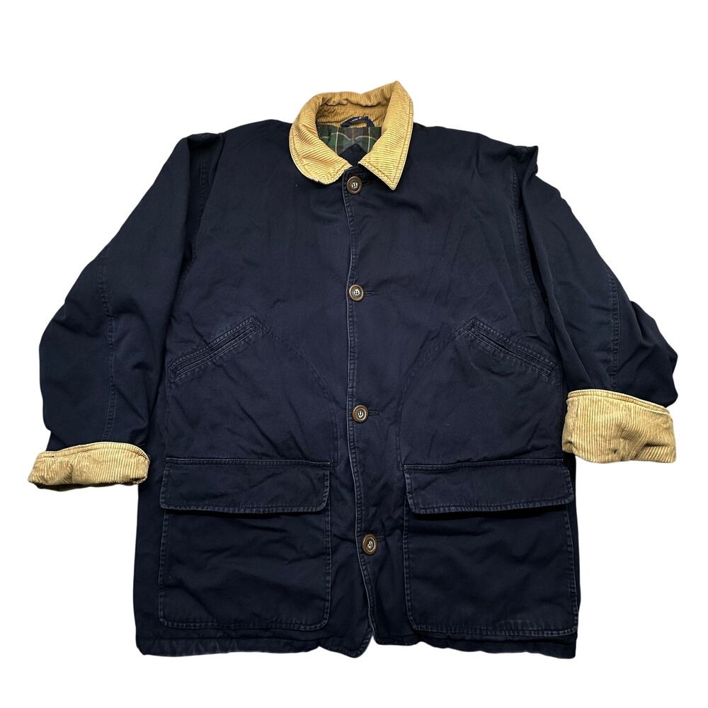 Vintage Woodlake Canvas Barn Coat Mens Medium Work Chore Corduroy Navy